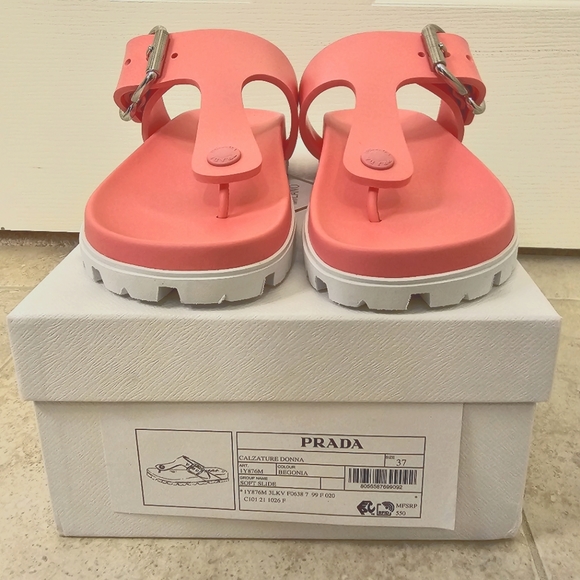 Prada Buckle Thong Sandals- Begonia- Size 37 - Picture 3 of 5